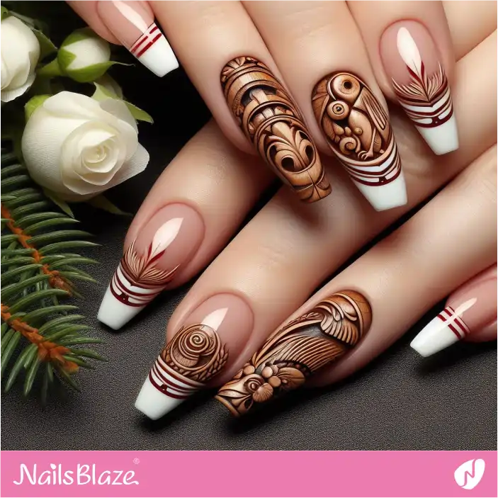 Carving-inspired Coast Salish Nail Art | Canadian | Tribal - NB1482